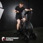 Titan Fitness Air Resistance Fan Bike with LCD Console & Heart Rate Tracking - Stationary Exercise Bike Black - Image 2