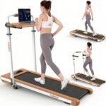 FUNMILY Walking Pad Treadmill with Desk Workstation, 15% Incline, 450lbs Capacity, Foldable Compact Running Treadmill for Home