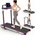 FUNMILY Walking Pad Treadmill with Desk, 15% Incline, 450lbs Capacity, Foldable Under Desk Treadmill - Cosmic Purple
