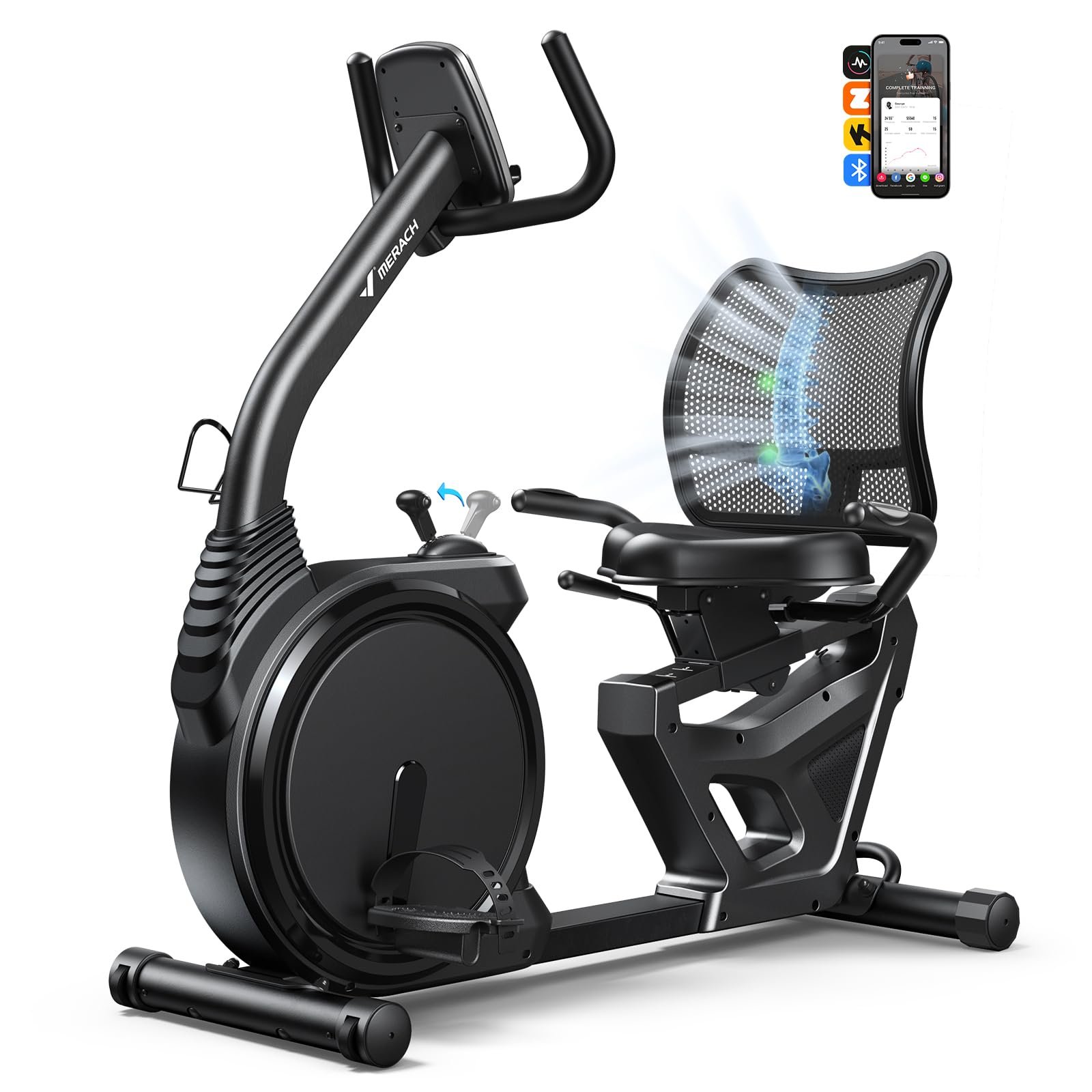 71bd5H_u3PL MERACH Recumbent Exercise Bike Stationary - 8 Resistance Levels, LCD Display, Bluetooth App - Image 1