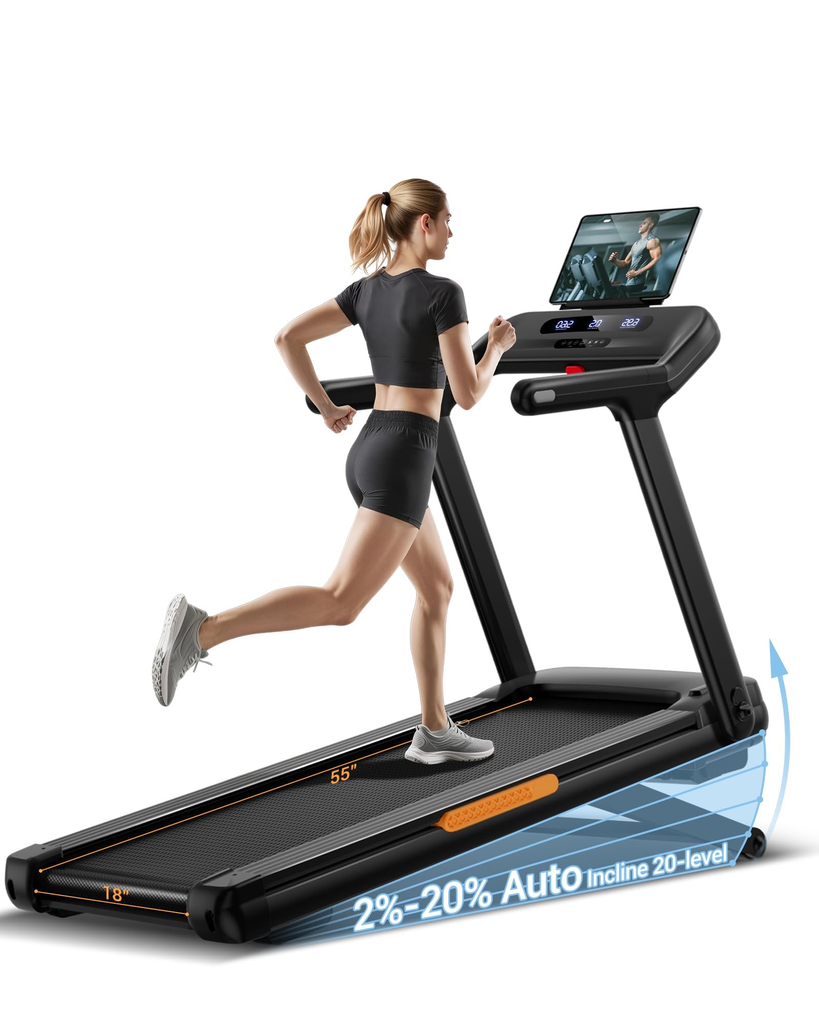 71jm_vm9QqL CURSOR Fitness Heavy Duty Treadmill, 20% Auto Incline, 4.0HP Motor, 400 LBS Capacity, Wide Running Belt - Image 1